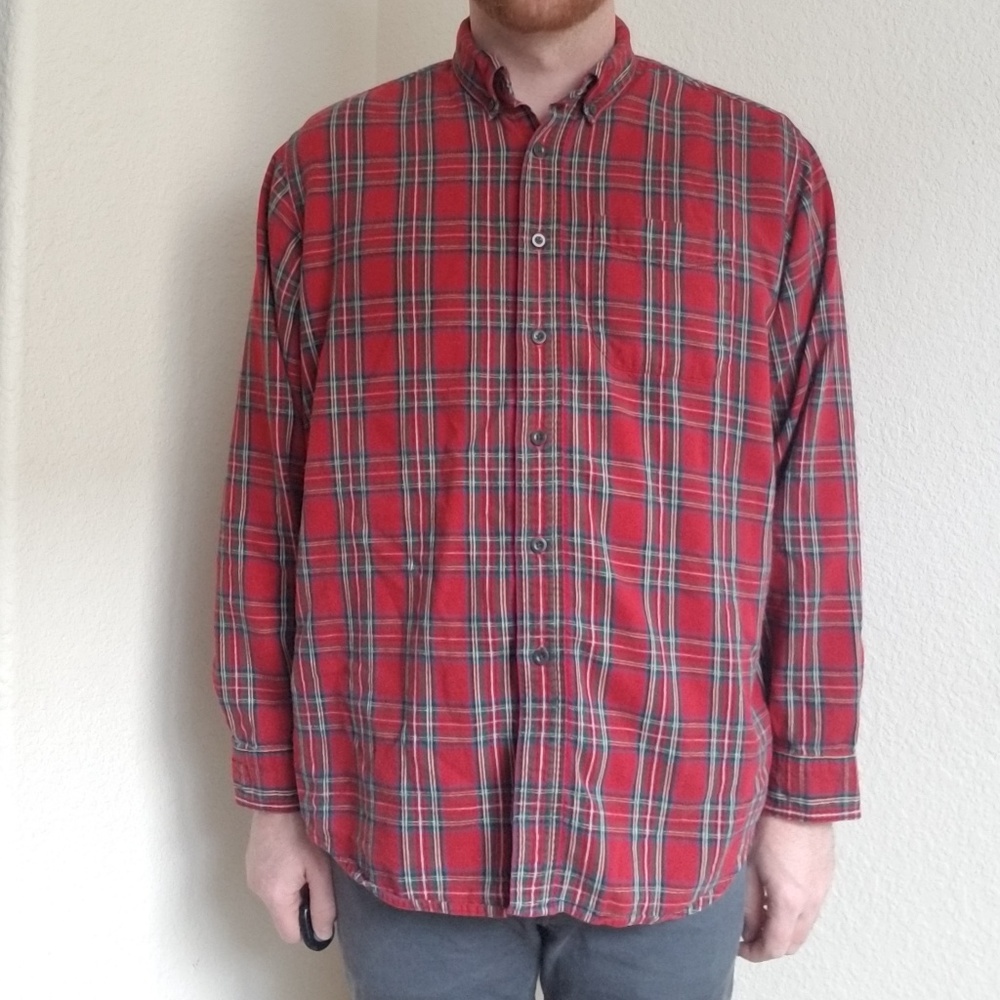 L.L. Bean Men's Flannel Shirt - L/S - Red Plaid